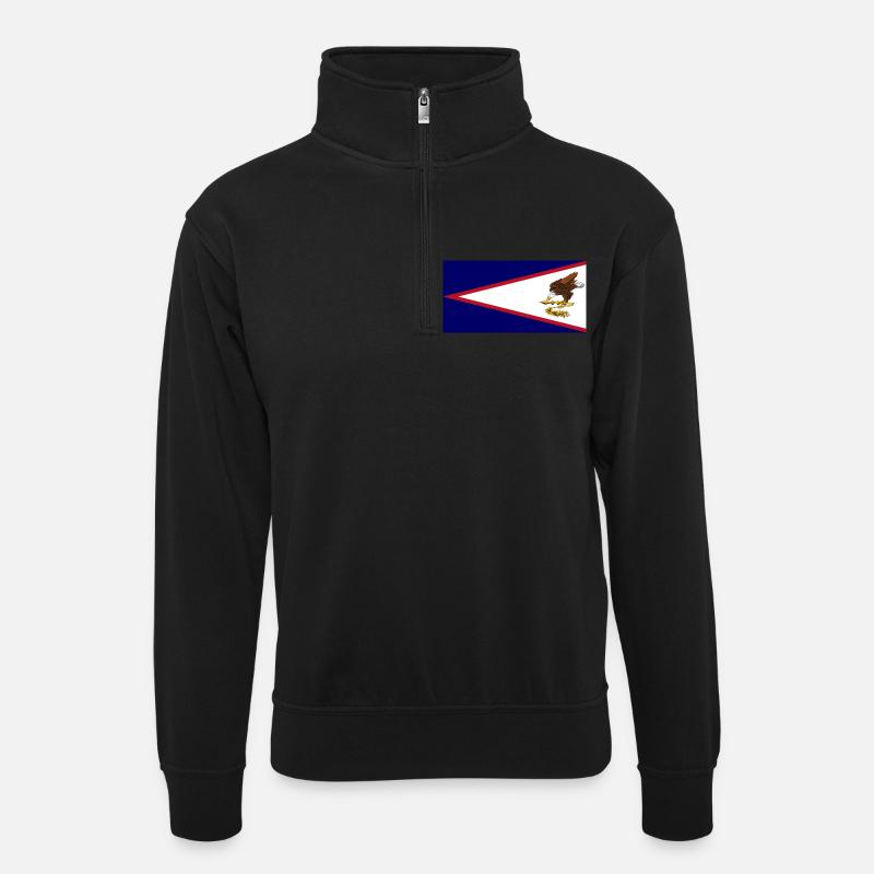 Samoa américaines - Sweat col montant zippé unisexe - noir