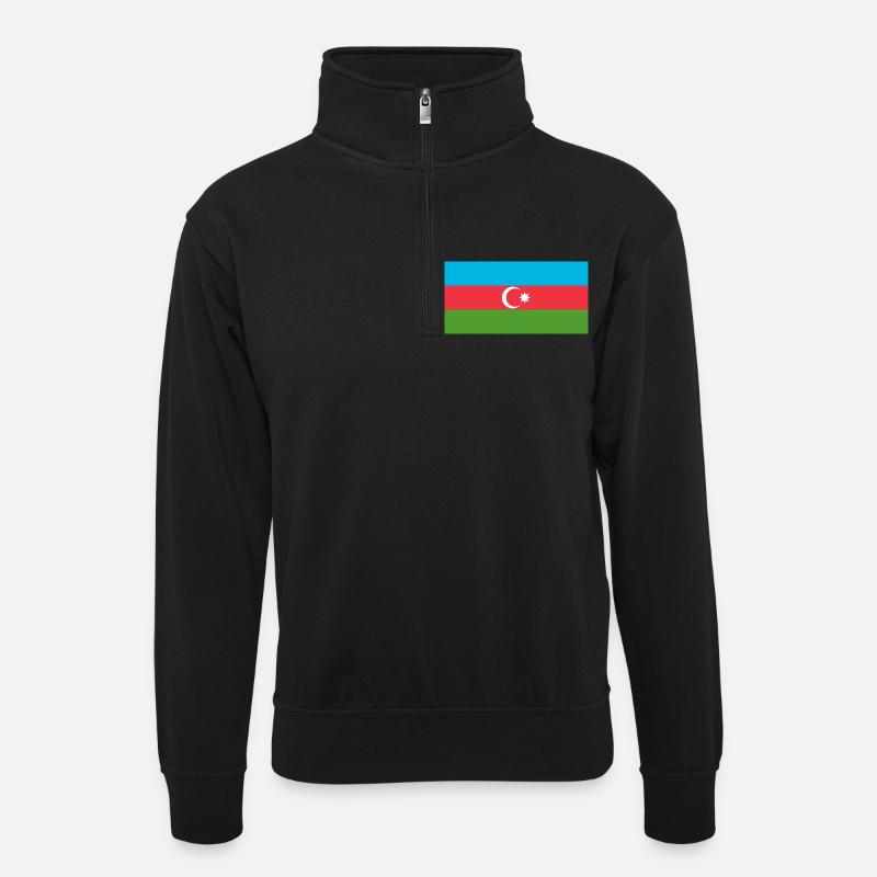Azerbaijan - Unisex sweater with zip collar - black