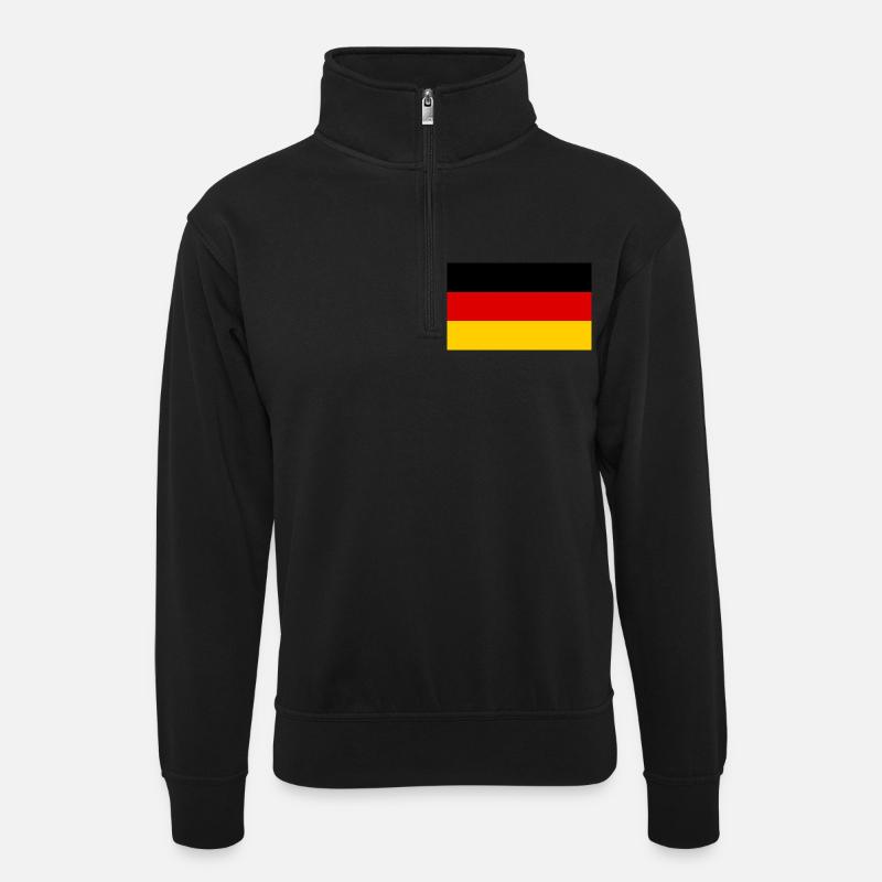 Deutschland - Unisex Pullover mit Zip-Kragen - Schwarz