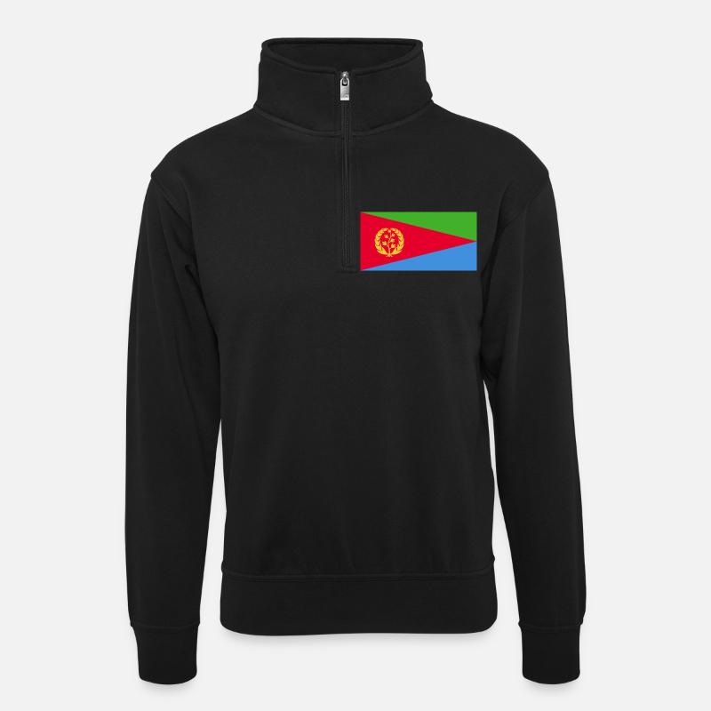 Eritrea - Unisex Pullover mit Zip-Kragen - Schwarz