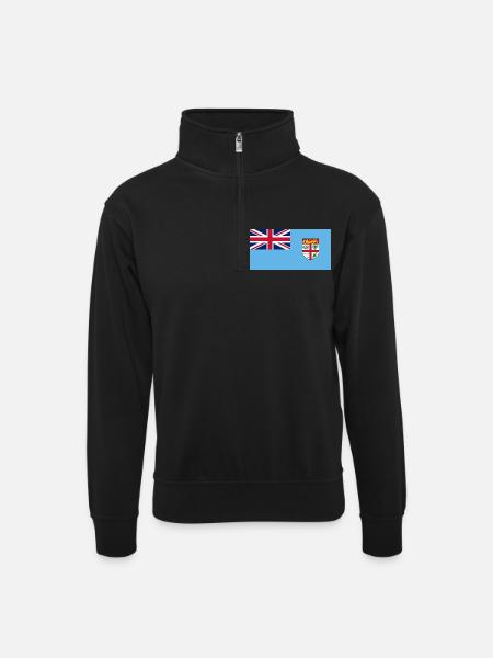 Fidschi - Unisex Pullover mit Zip-Kragen - Schwarz