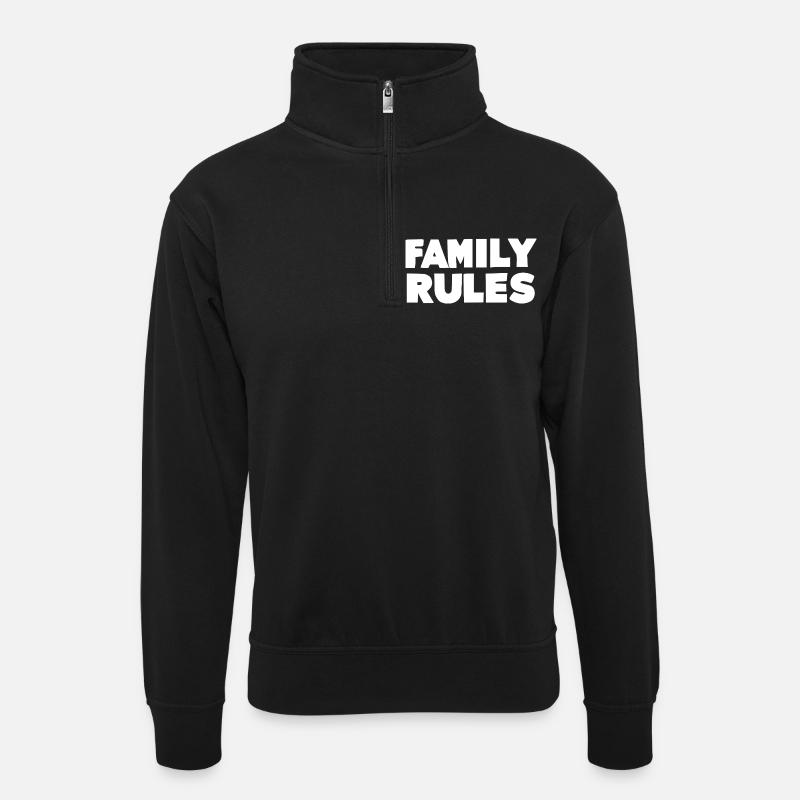 Family Rules - Unisex sweater with zip collar - black