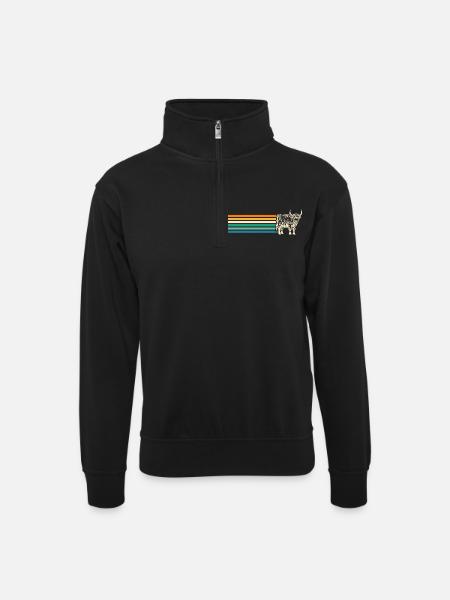 Cow Cattle Highland Cattle - Unisex sweater with zip collar - black
