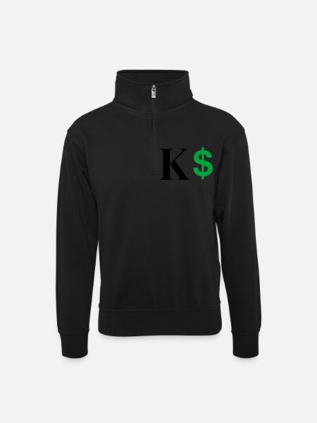 Letter k dollar - Unisex sweater with zip collar - black