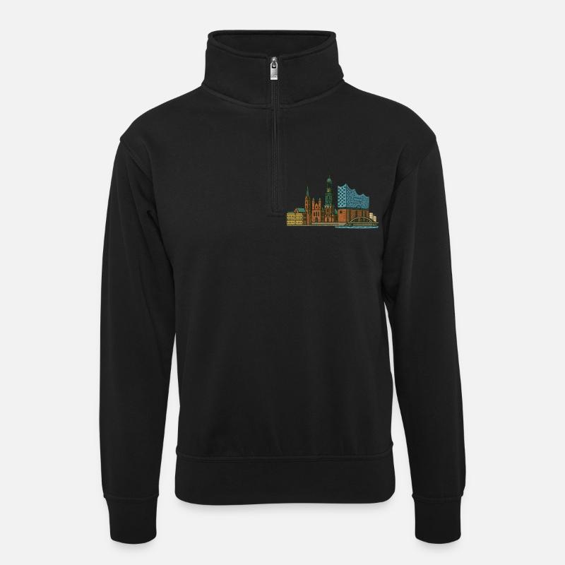 Horizon de Hambourg - Sweat col montant zippé unisexe - noir
