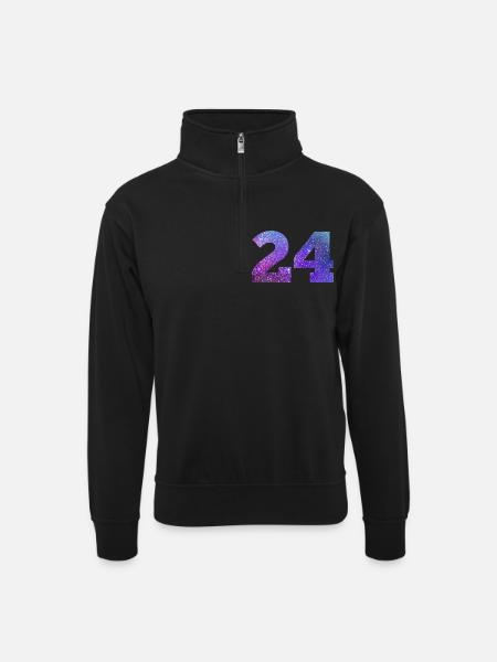 Number 24 galaxy - Unisex sweater with zip collar - black