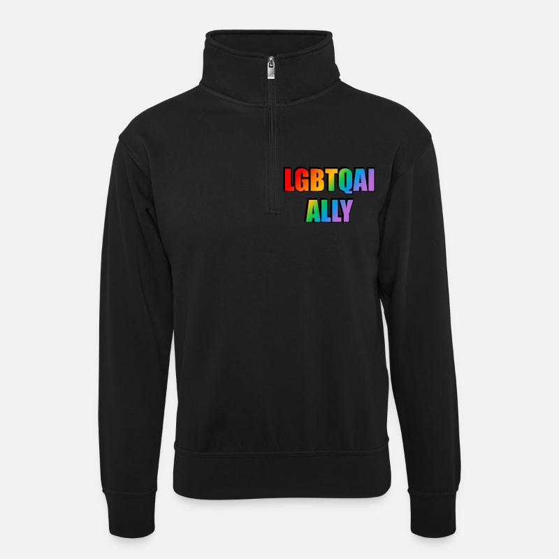 LGBTQ-Verbündeter - Unisex Pullover mit Zip-Kragen - Schwarz