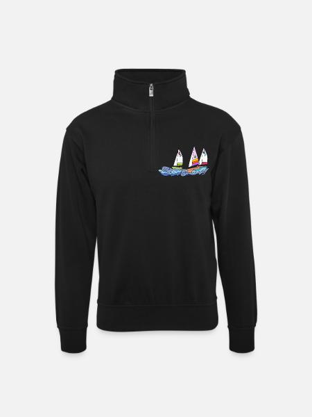 Sailboat - Unisex sweater with zip collar - black