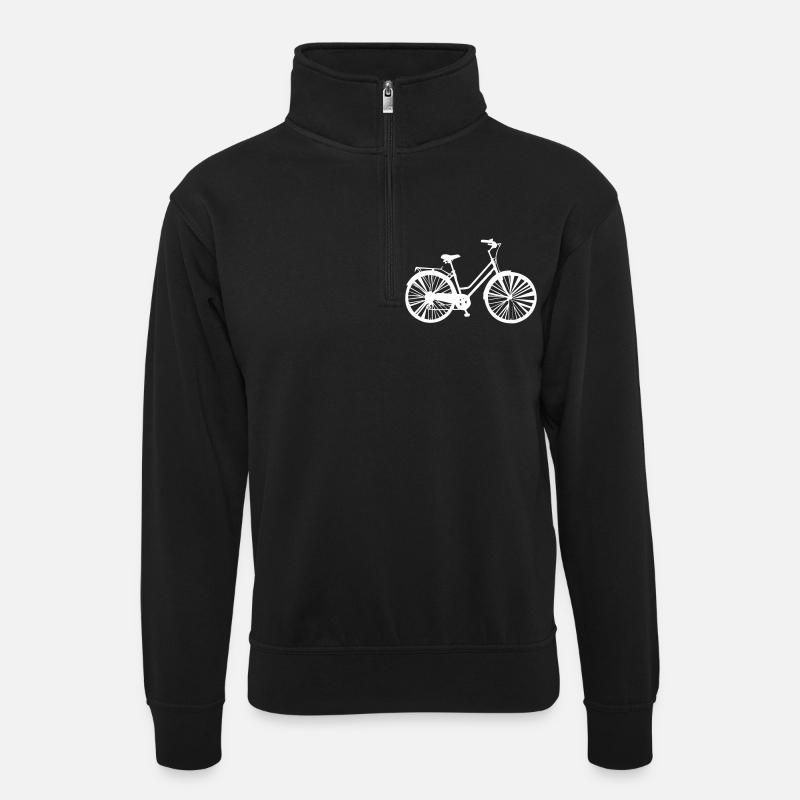 fahrrad - Unisex Pullover mit Zip-Kragen - Schwarz