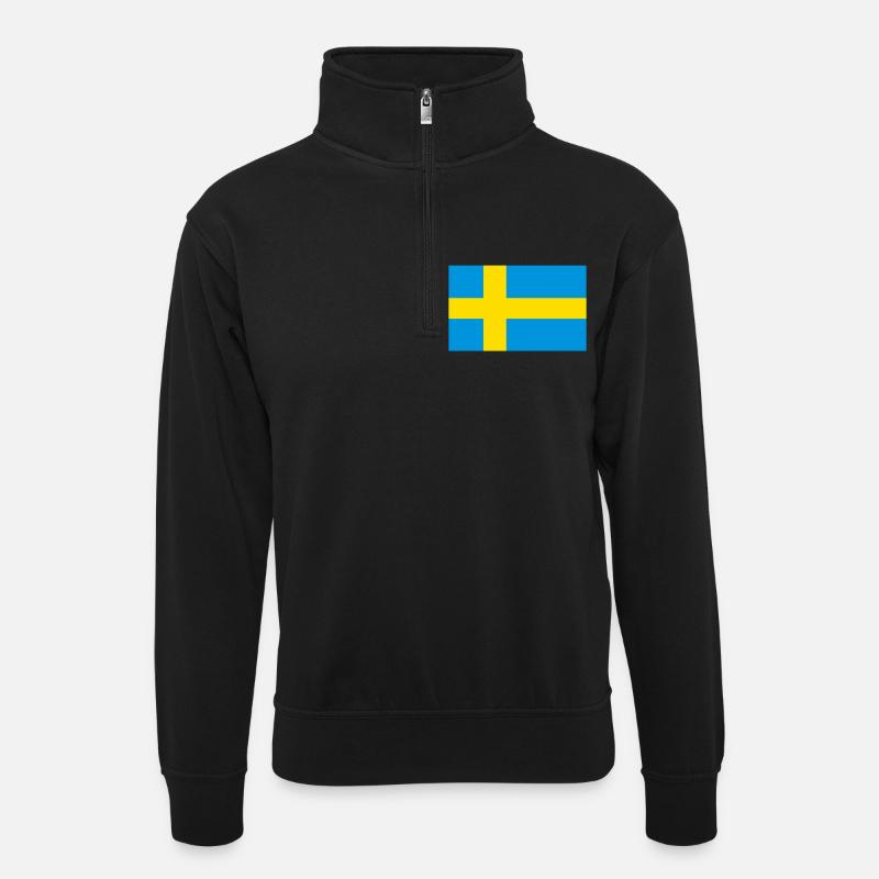 Schweden - Unisex Pullover mit Zip-Kragen - Schwarz