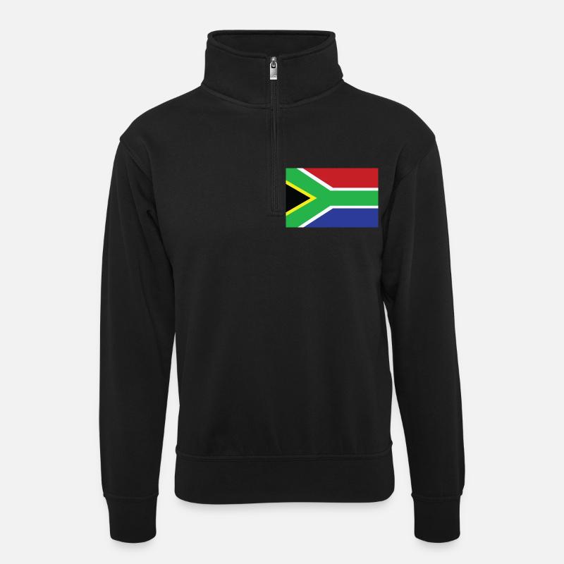 Südafrika - Unisex Pullover mit Zip-Kragen - Schwarz