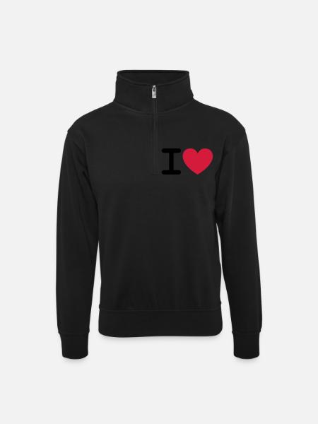 I *heart* - Unisex sweater with zip collar - black