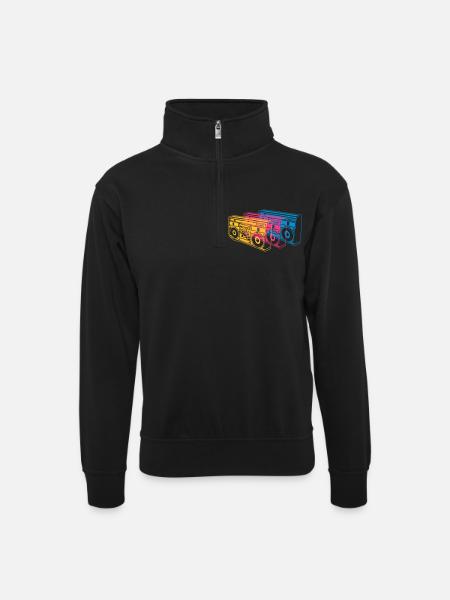 Radio - Unisex sweater with zip collar - black