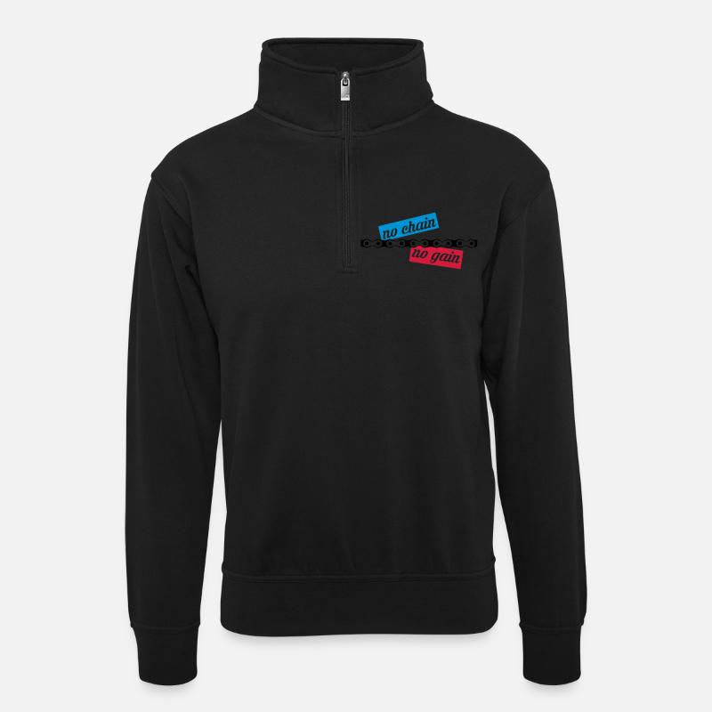 no chain no gain - Unisex sweater with zip collar - black