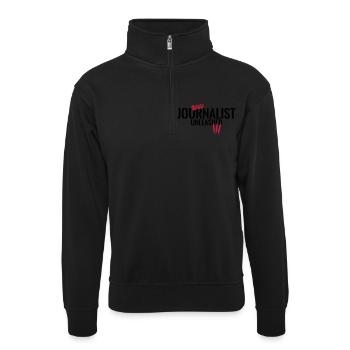 Wilder Journalist entfesselt - Unisex Pullover mit Zip-Kragen - Schwarz - Vorne