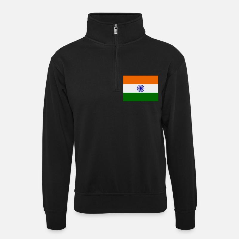 drapeau de l'inde - Sweat col montant zippé unisexe - noir