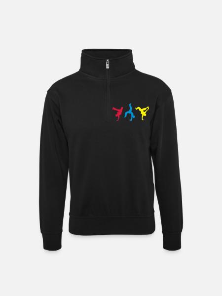 bboys___f3 - Unisex sweater with zip collar - black