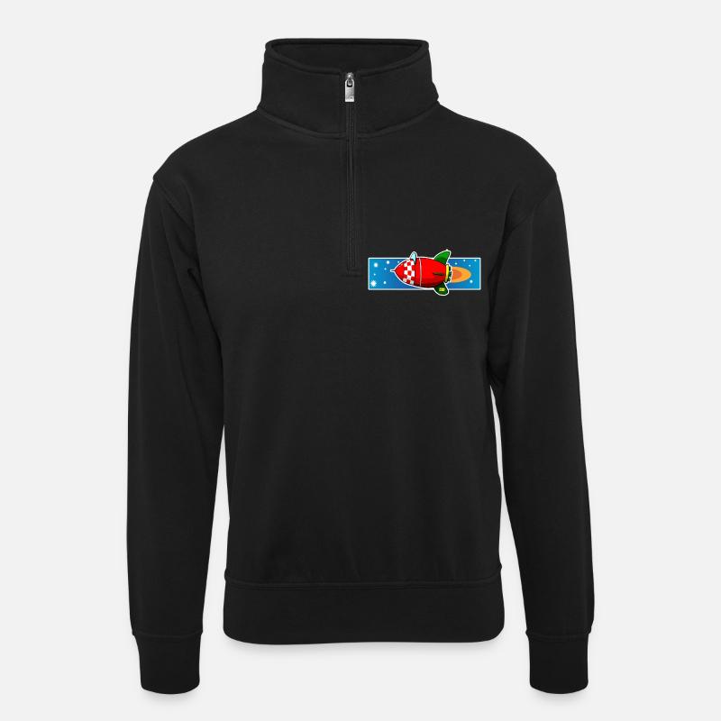 Raketenkopie - Unisex Pullover mit Zip-Kragen - Schwarz