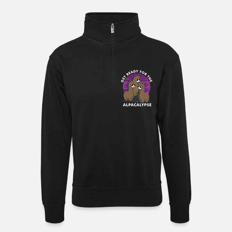Préparez-vous pour l'alpakalypse - Sweat col montant zippé unisexe - noir
