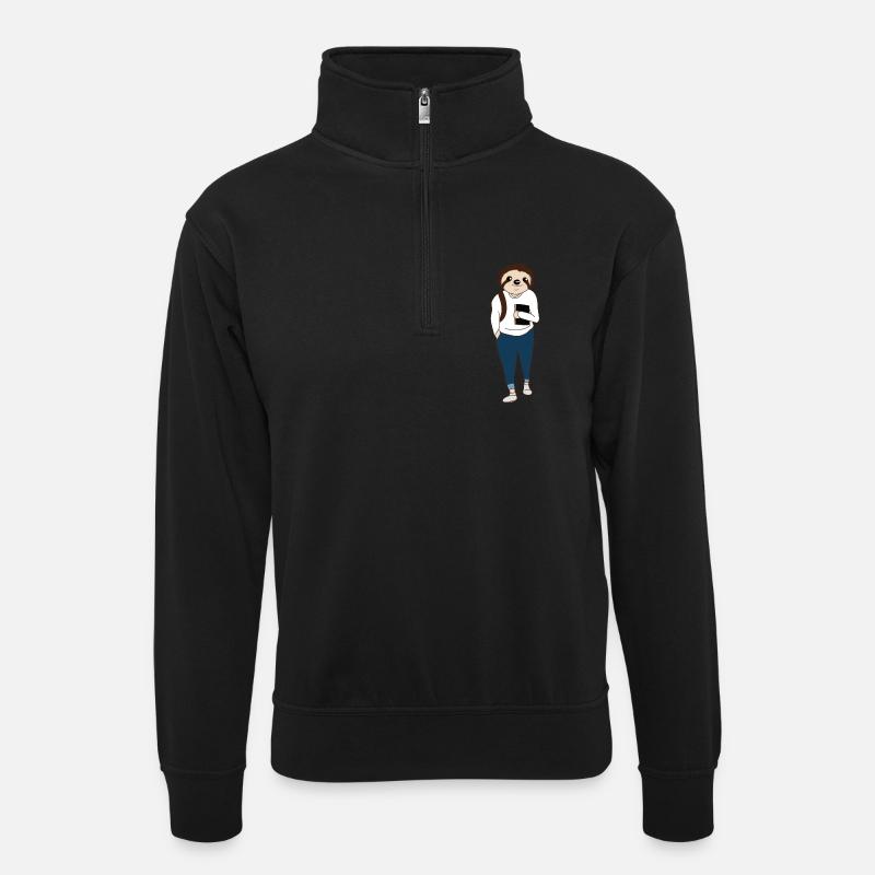 Sloth étudiant - fête - relax - Sweat col montant zippé unisexe - noir