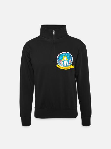 ALICE IN WONDERLAND - Unisex Pullover mit Zip-Kragen - Schwarz