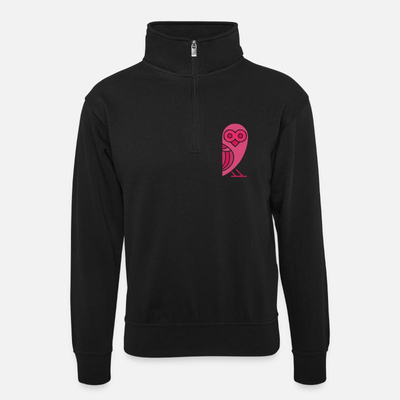 Owls chicks - Unisex sweater with zip collar - black