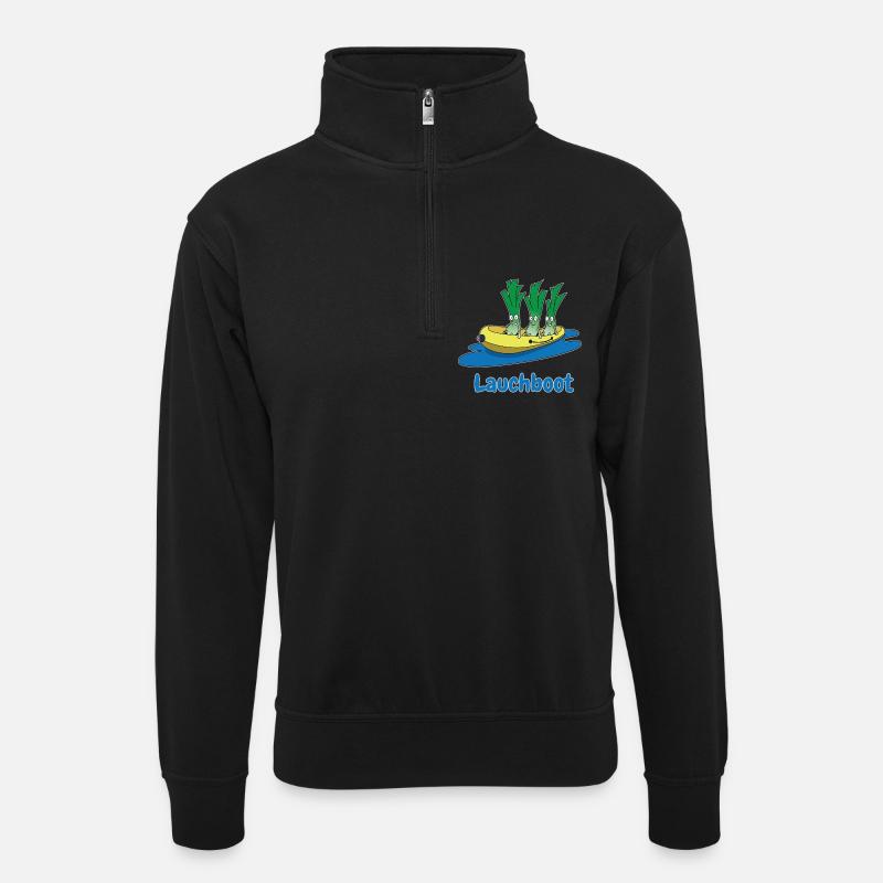 Lauchboot Lauch Schlauchboot Witzige Geschenkidee - Unisex Pullover mit Zip-Kragen - Schwarz