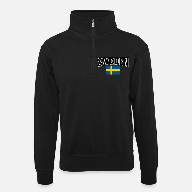 Suède - Sweat col montant zippé unisexe - noir