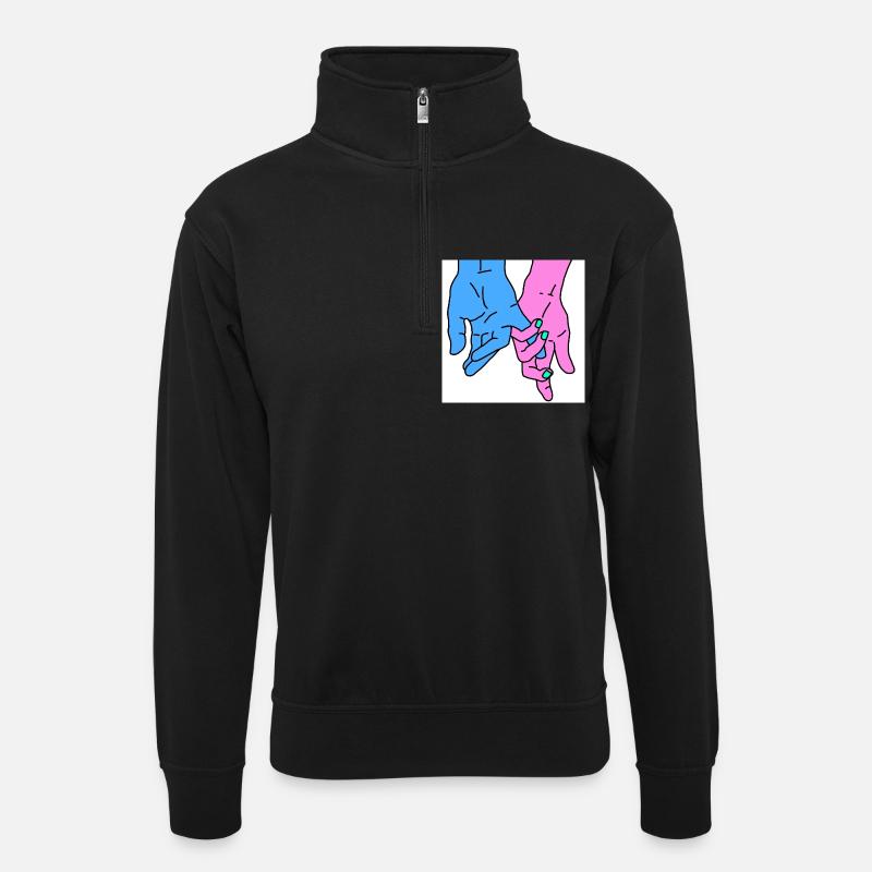 hands rosa - Unisex Pullover mit Zip-Kragen - Schwarz