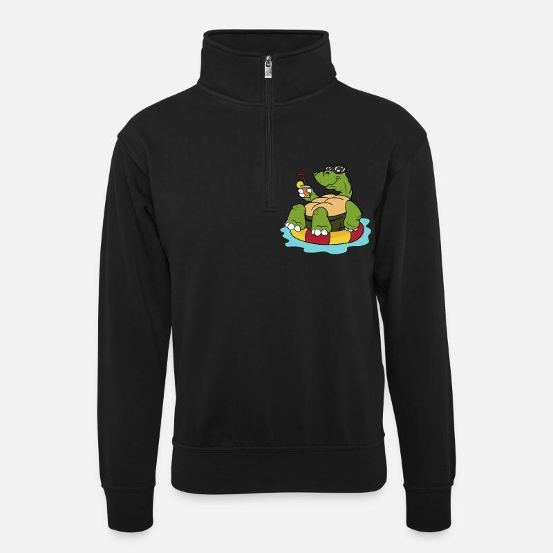 Summer tortoise turtles reptiles - Unisex sweater with zip collar - black