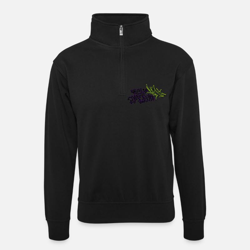 Lavendel - Unisex Pullover mit Zip-Kragen - Schwarz