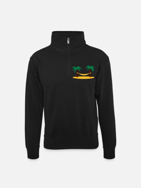 island_palms_and_hammock - Unisex sweater with zip collar - black