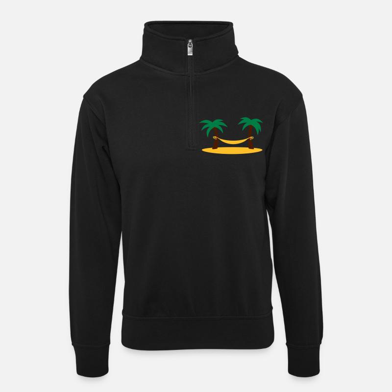 island_palms_and_hammock - Unisex Pullover mit Zip-Kragen - Schwarz
