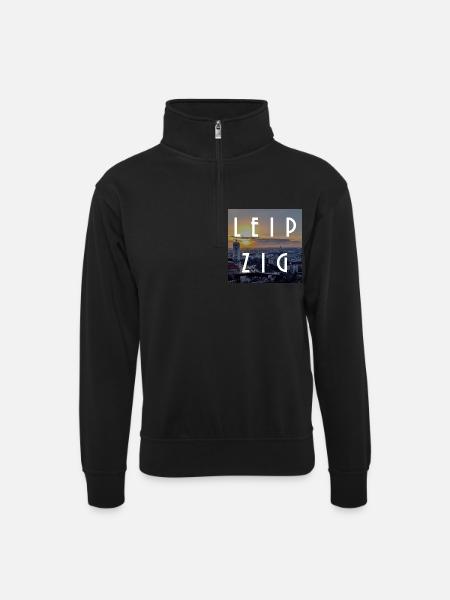 Leipzig - Unisex sweater with zip collar - black