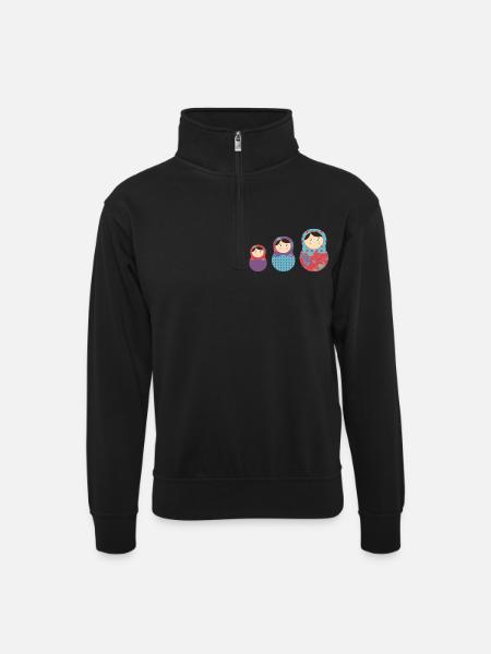 matriochkas - Unisex sweater with zip collar - black