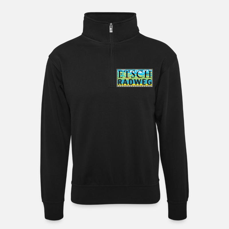 Etsch-Radweg - Unisex Pullover mit Zip-Kragen - Schwarz