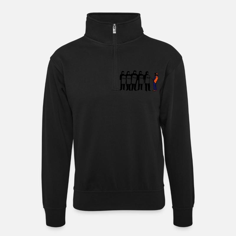 police ? - Unisex Pullover mit Zip-Kragen - Schwarz