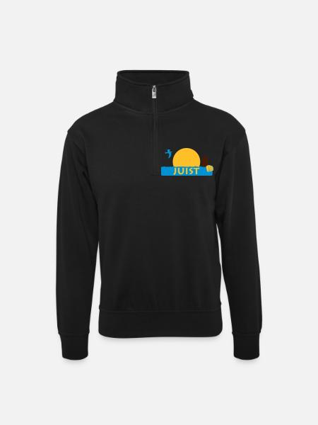 Juist - Unisex Pullover mit Zip-Kragen - Schwarz