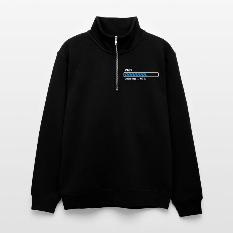 PhD loading bar Unisex sweater with zip collar