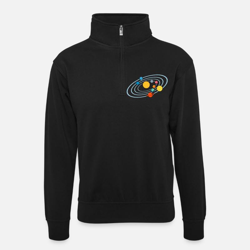 Planète - Sweat col montant zippé unisexe - noir