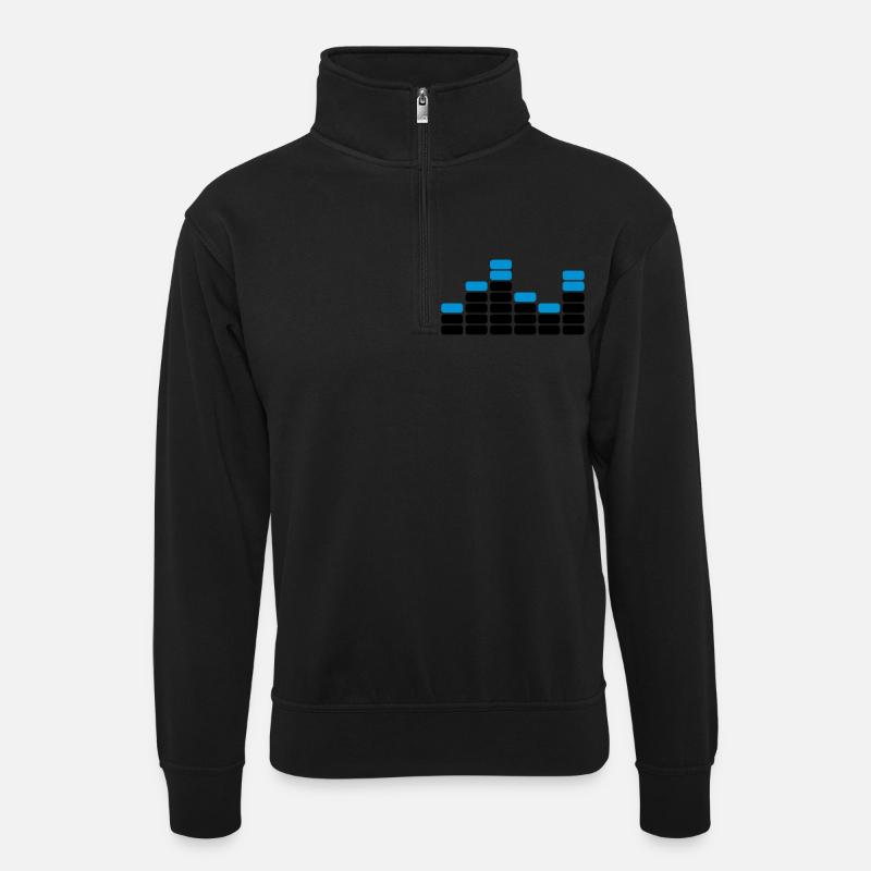 music - Unisex sweater with zip collar - black