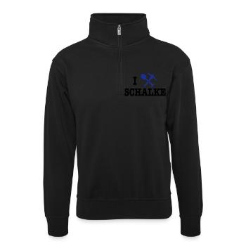 I Love Schalke - Unisex Pullover mit Zip-Kragen - Schwarz - Vorne