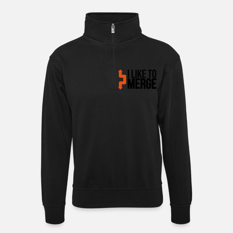 merge_hero4_2f - Unisex Pullover mit Zip-Kragen - Schwarz