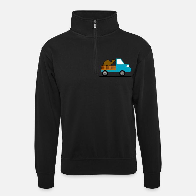Truck - Unisex Pullover mit Zip-Kragen - Schwarz