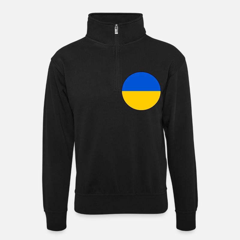 Ukraine - Unisex Pullover mit Zip-Kragen - Schwarz