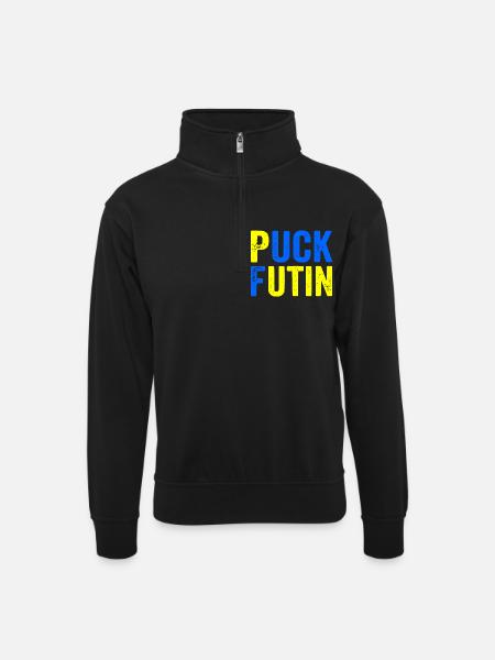 Puck futin - Unisex sweater with zip collar - black