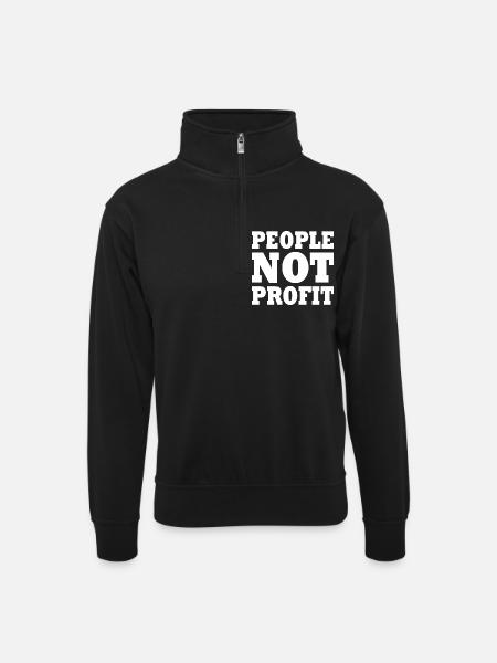 People not profit - Unisex sweater with zip collar - black