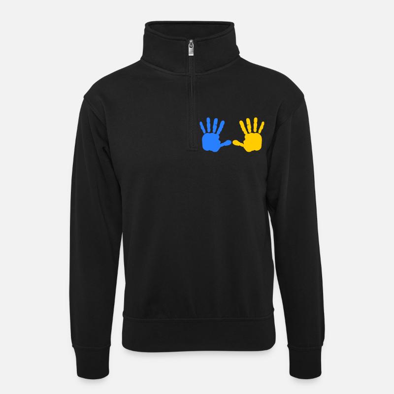 Ukraine - Unisex sweater with zip collar - black