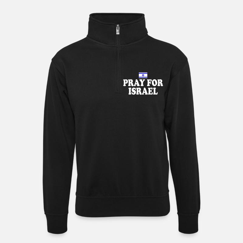 Pray for israel - Unisex sweater with zip collar - black