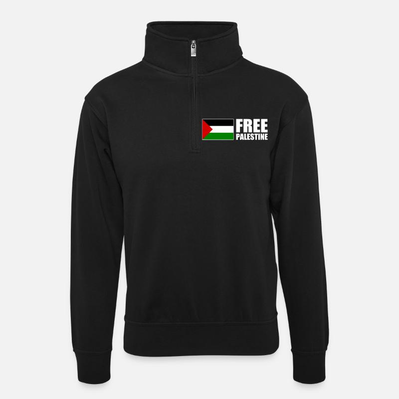 Free palestine - Sweat col montant zippé unisexe - noir